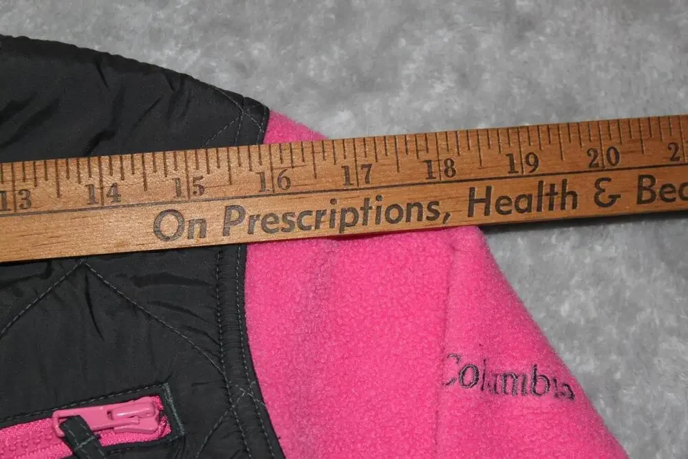 Columbia Jacket Unisex Kids 14-16 Pink Quilted Fleece Full Zip Pockets